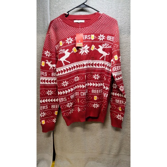 Celebrate Together Other - Celebrate Together Mens Holiday Sweater and Beanie Set Red Beer Reindeer Large/8